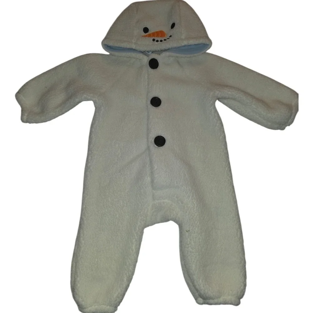 Old Navy Baby Snowman Sherpa Fleece Hooded Coverall White 6-12M